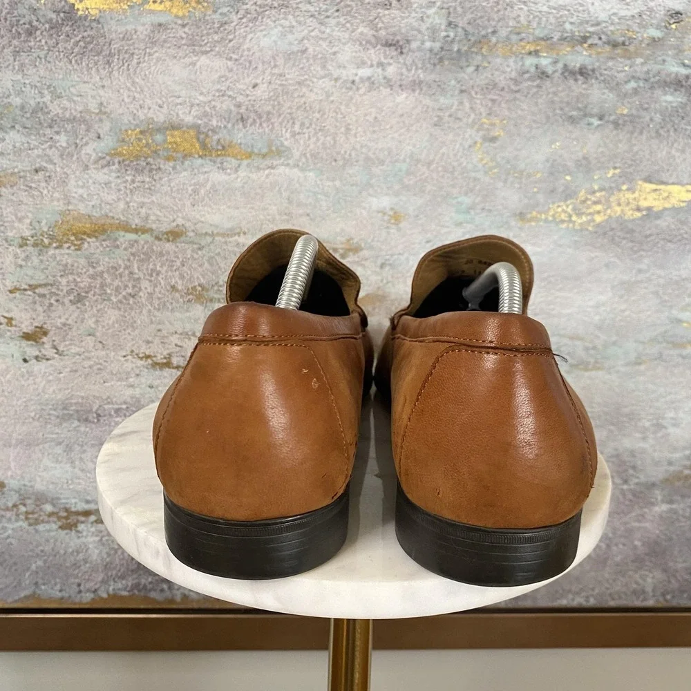 Johnston & Murphy Shoes Mens Size 11.5 Brown Leather Slip On Loafers 20-8470